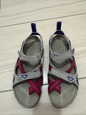 Merrell Sporty Women’s Barefoot Hylidae Wrap Gray, Pink & Magenta Sandals Sz 7